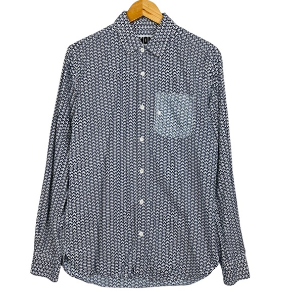 WON Woolf Original All Over Print Long Sleeve Button Up Geometric Pocket Shirt S - Picture 9 of 9